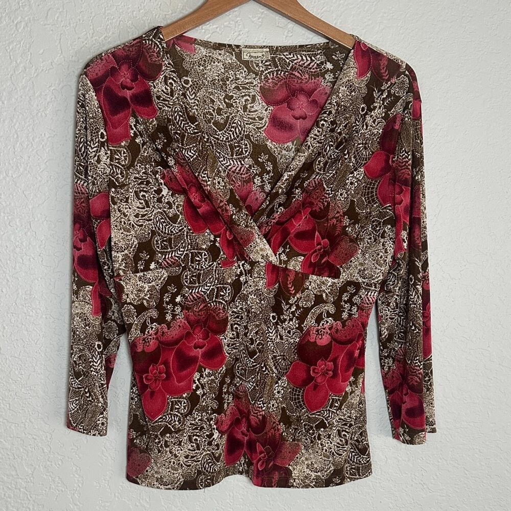 Vintage Y2K Floral Top Phoebe Buffay Friends Blouse Rose Indie Fall Goth Large